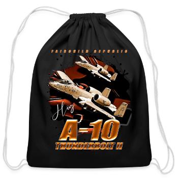 Fairchild A-10 Thunderbolt II Fighterjet - Cotton Drawstring Bag - black - Front