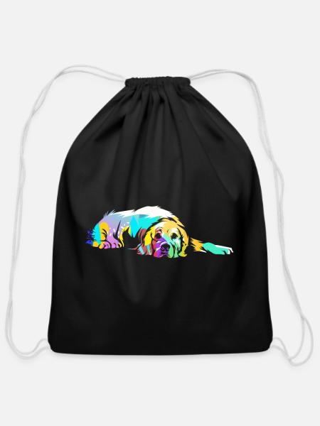 Golden Retriever - Cotton Drawstring Bag - black