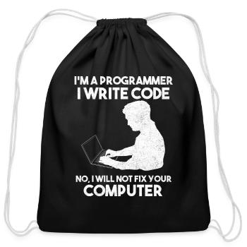 Programming Humor Software Developer - Cotton Drawstring Bag - black - Front
