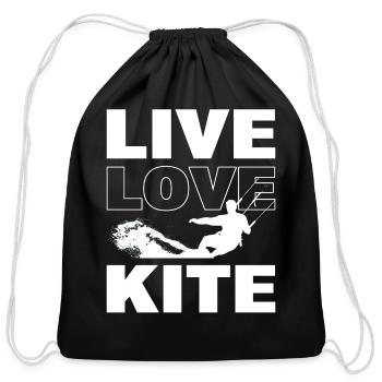 Love Kitesurfing Kite Flyer - Cotton Drawstring Bag - black - Front