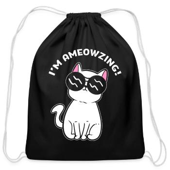Amazing Funny Cat Cat Trainer - Cotton Drawstring Bag - black - Front