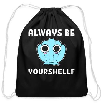 Sea Shell Pun Shell Collector - Cotton Drawstring Bag - black - Front