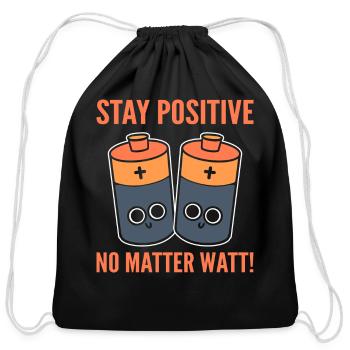 Optimistic Sayings Lineman - Cotton Drawstring Bag - black - Front