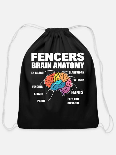 Fencing Combat Sports Fencer - Cotton Drawstring Bag - black