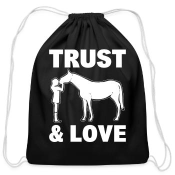 Equestrian Sports Horse Rider - Cotton Drawstring Bag - black - Front