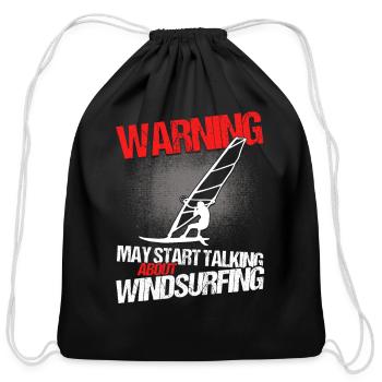 Windsurfing Surfboard Kite Gift for Windsurfer - Cotton Drawstring Bag - black - Front