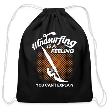 Windsurfing Surfboard Kite Gift for Windsurfer - Cotton Drawstring Bag - black - Front