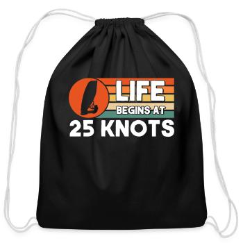 Windsurfing Surfboard Kite Gift for Windsurfer - Cotton Drawstring Bag - black - Front