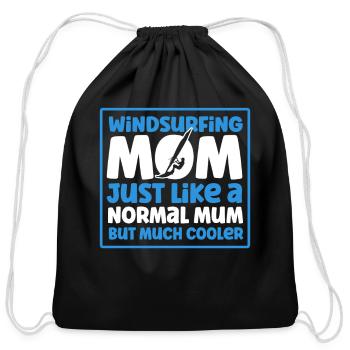 Windsurfing Surfboard Kite Gift for Windsurfer - Cotton Drawstring Bag - black - Front
