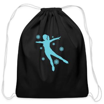 Figure Skating Ice Skating Rink - Cotton Drawstring Bag - black - Front