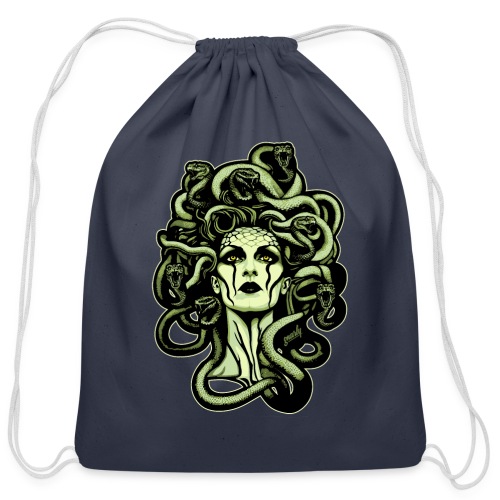 Gorgon Goddess Medusa with Snakes Design by gnarly - Cotton Drawstring Bag
