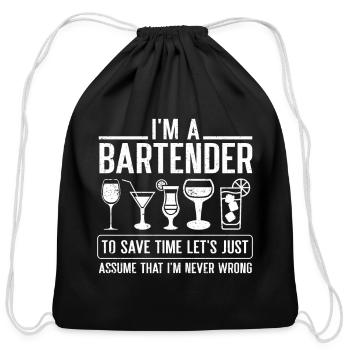 Bartender Gift Mixologist Job Waiter Bartender - Cotton Drawstring Bag - black - Front