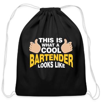 Bartender Gift Mixologist Job Waiter Bartender - Cotton Drawstring Bag - black - Front
