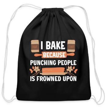 I Bake Baker Baking - Cotton Drawstring Bag - black - Front