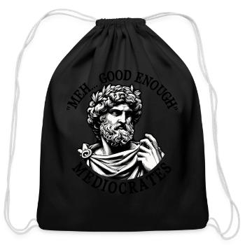 Funny meh good enough mediocrates Greek philosophy - Cotton Drawstring Bag - black - Front