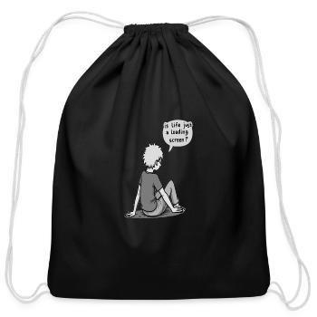 Life Loading Screen - Cotton Drawstring Bag - black - Front