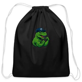 Flexasaurus Rex – Dino with Gains and Game - Cotton Drawstring Bag - black - Front