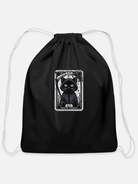 Funny Grim Reape Tarot - Cotton Drawstring Bag - black