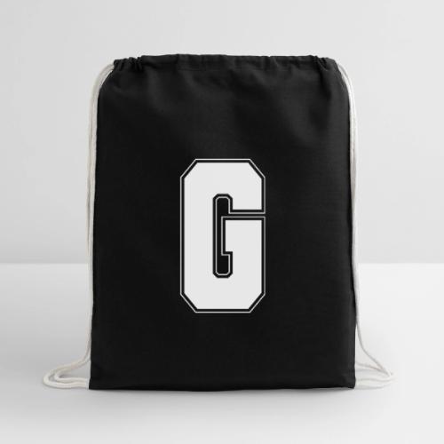 White Letter G – Varsity Alphabet Monogram - Cotton Drawstring Bag