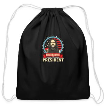 John Frusciante for president - Cotton Drawstring Bag - black - Front