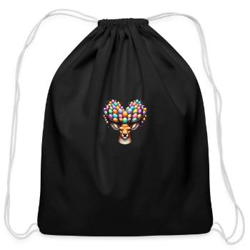 A Deer's Easter Surprise - Cotton Drawstring Bag - black - Front