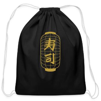 lantern japanese - Cotton Drawstring Bag - black - Front