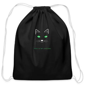 "This is My Costume" Cat Face - Cotton Drawstring Bag - black - Front