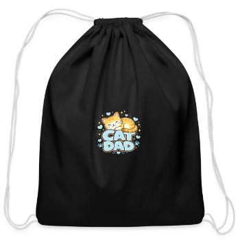 Cat Dad t-shirt Cute Orange Tabby for Cat Lovers - Cotton Drawstring Bag - black - Front