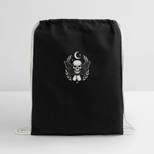 Skull butterfly dog tags - Cotton Drawstring Bag