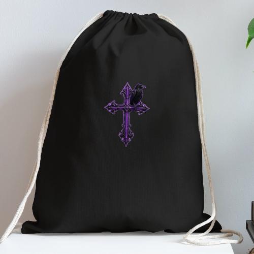 Gothix Raven Cross - Cotton Drawstring Bag