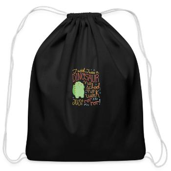 Dinosaur - Cotton Drawstring Bag - black - Front