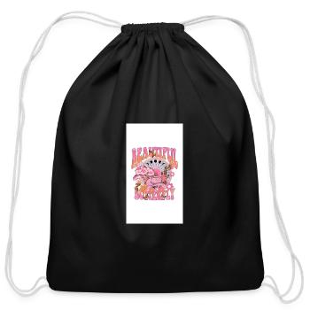 Beautiful Butterfly Bloom - Cotton Drawstring Bag - black - Front