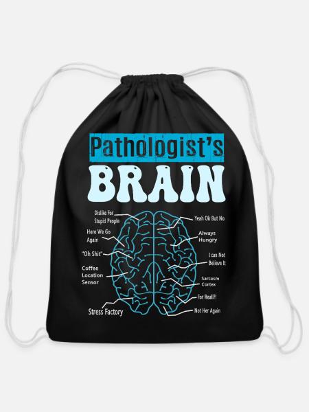 Pathologist Brain Diagram - Cotton Drawstring Bag - black