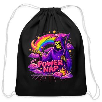 Power Nap Power Nap Rainbow - Cotton Drawstring Bag - black - Front