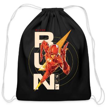 The Flash Lettering RUN. - Cotton Drawstring Bag - black - Front