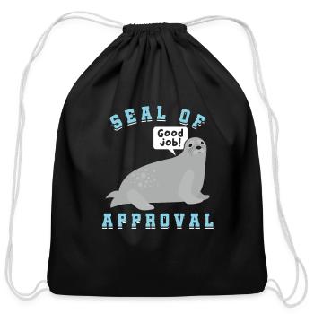 Cute Seal Puns Seal Of Approval Sea Marine - Cotton Drawstring Bag - black - Front