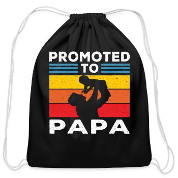 Papa | Promoted to Papa Dad Gifts Retro Papa Gift - Cotton Drawstring Bag - black - Front