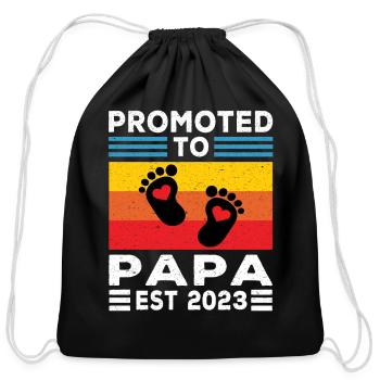 Papa | Promoted to Papa Est 2023 Dad Gifts Papa - Cotton Drawstring Bag - black - Front