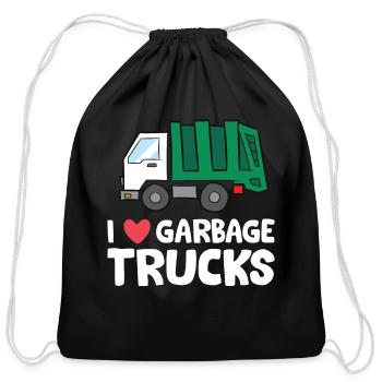 Recycling Garbage Truck I Love Garbage Trucks - Cotton Drawstring Bag - black - Front