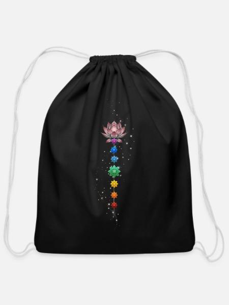 Align your heart with the source. - Cotton Drawstring Bag - black