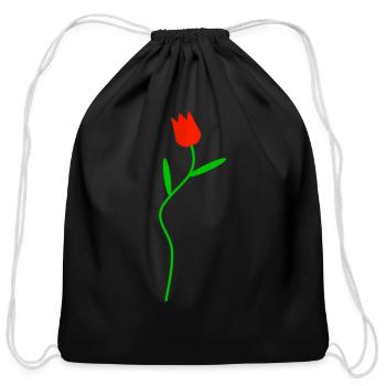 Red with stem - Cotton Drawstring Bag - black - Front