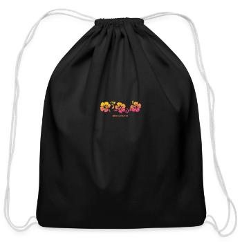 Barcelona Spain Espana Hibiscus Souvenir Vacation - Cotton Drawstring Bag - black - Front
