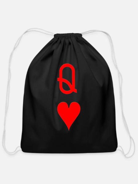 Queen of Hearts - Cotton Drawstring Bag - black