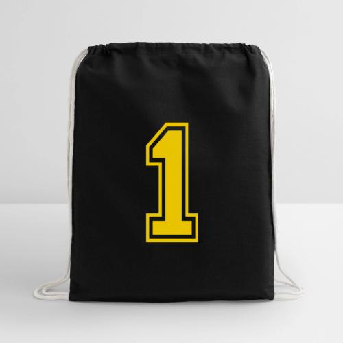 Number 1 in a classic athletic collegiate font - Cotton Drawstring Bag
