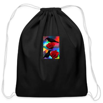 Ravens & Roses - Cotton Drawstring Bag - black - Front