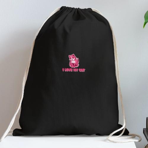 I love my cat - Cotton Drawstring Bag