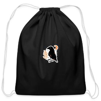 raven - Cotton Drawstring Bag - black - Front