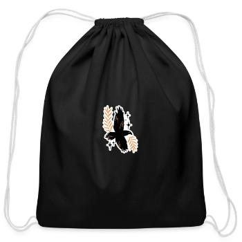 raven - Cotton Drawstring Bag - black - Front
