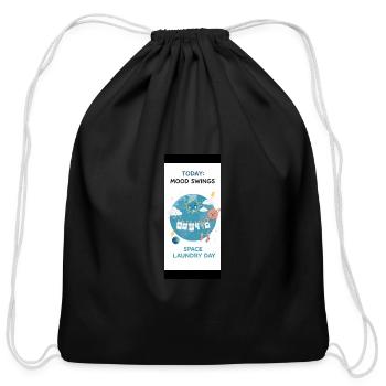 Mood Swings: Space Laundry Day - Cotton Drawstring Bag - black - Front