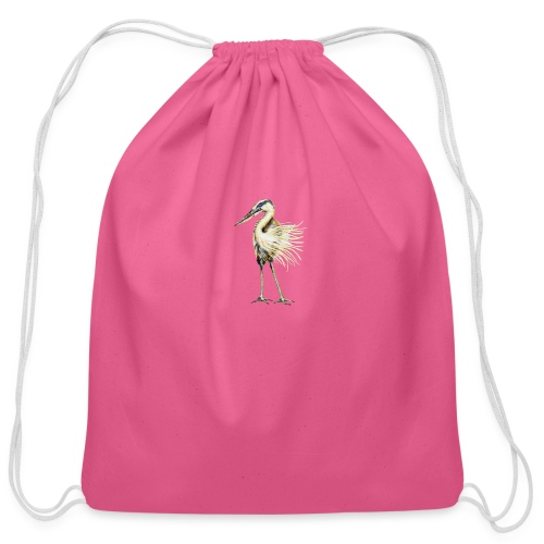 Great Blue Heron - Cotton Drawstring Bag
